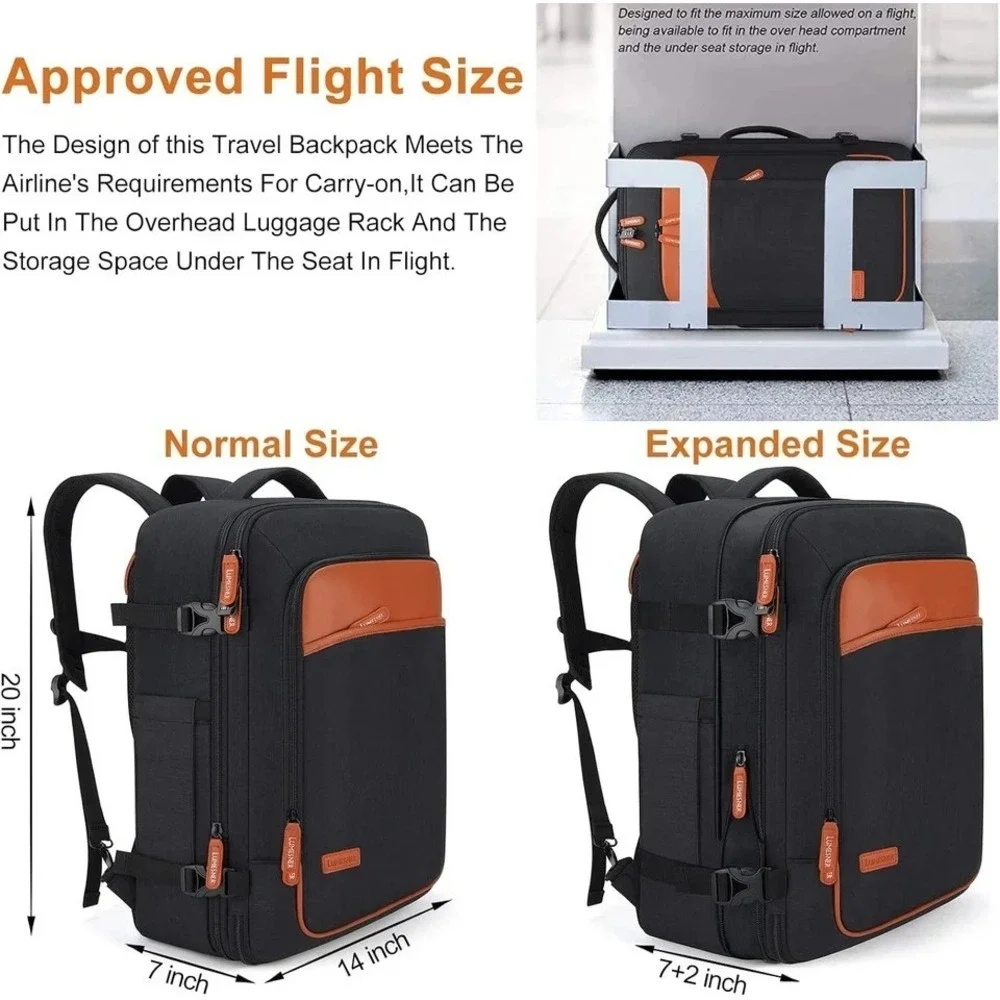 Lumesner Carry on  Backpacks, Extra Large 40L Flight Approved Bag for Men & Wome